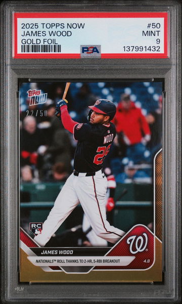 2025 Topps Now Gold Foil James Wood #50 /50 PSA 9