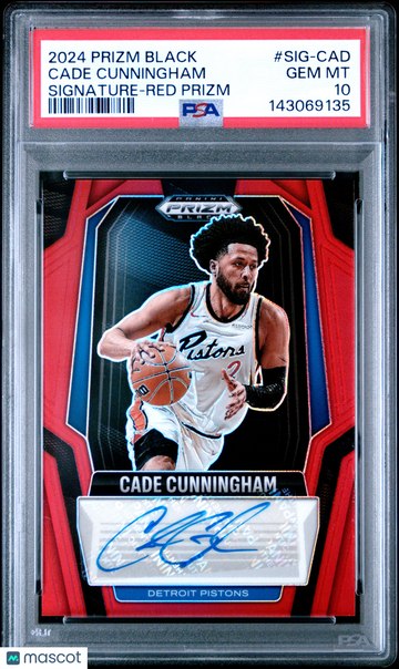2024 Panini Prizm Black Signatures Cade Cunningham #SIG-CAD Red PSA 10