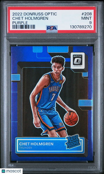 2022-23 Panini Donruss Optic Chet Holmgren #208 Purple Rated Rookie PSA 9