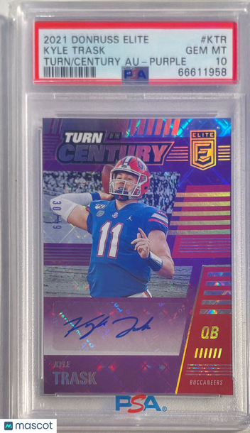 2021 Panini Donruss Elite Turn Of The Century Autographs Kyle Trask #KTR Purple PSA 10