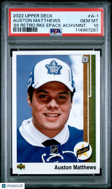 2022 Upper Deck 1989 Retro Rookie Epack Achievement Auston Matthews #A-1 '89 RKE Achvmnt. PSA 10