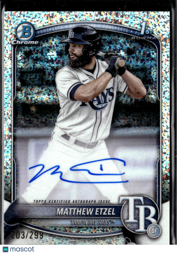 Matthew Etzel 2025 Topps Bowman Chrome Auto Speckle Refractor /299 Tampa Bay Rays