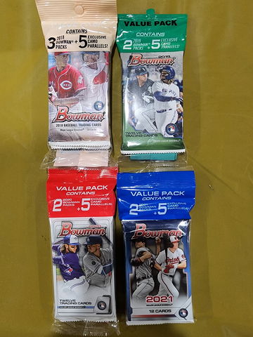 Lot of 4 Value Packs 2018,19,20,21 Bowman Baseball