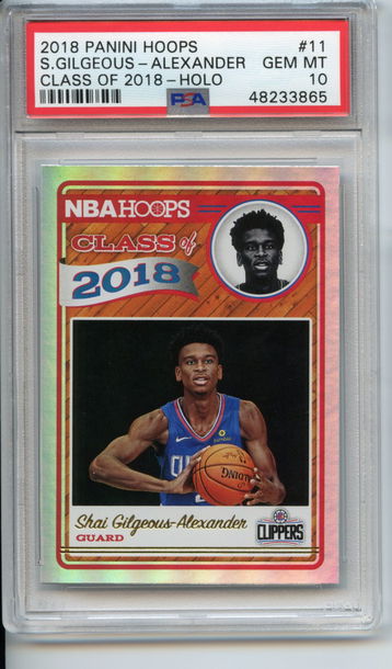 Gem Pop 34 Holo Shai Gilgeous Alexander Rookie Hoops Class of 2018 PSA 10 Silver