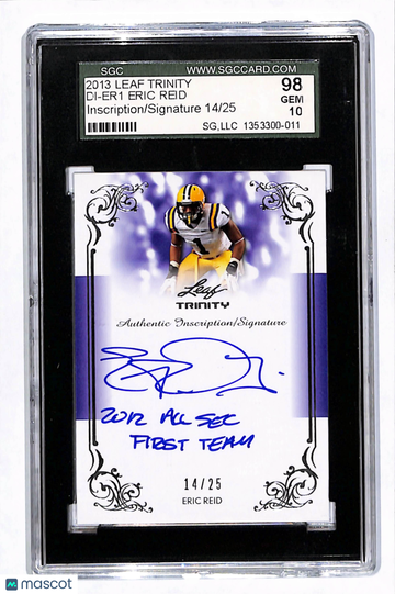 2013 Leaf Trinity Eric Reid #DI-ER1 Inscription SIG. SGC 10