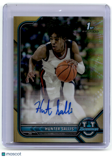 Hunter Sallis 2022 Bowman University Basketball Gold Refractor 22/50 Topps #BCPA-HS