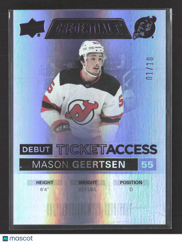 2022 Upper Deck Credentials Debut Ticket Access Mason Geertsen #81 Blue /10