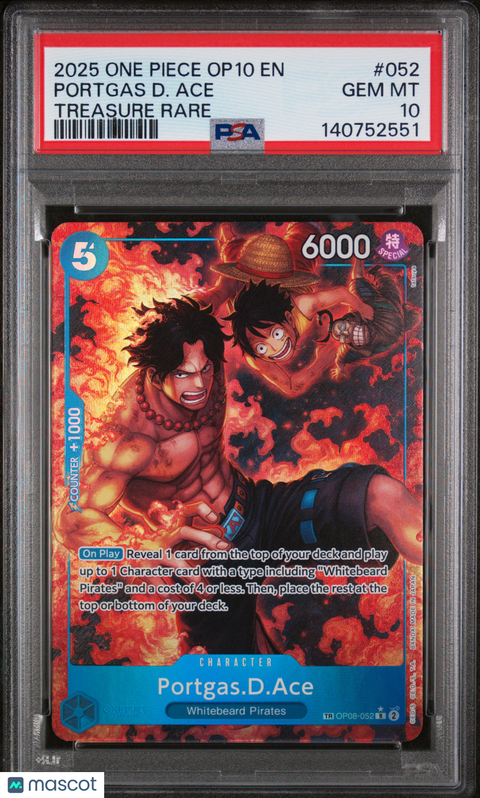 2025 One Piece Op10-Royal Blood Portgas D. Ace Treasure Rare #052