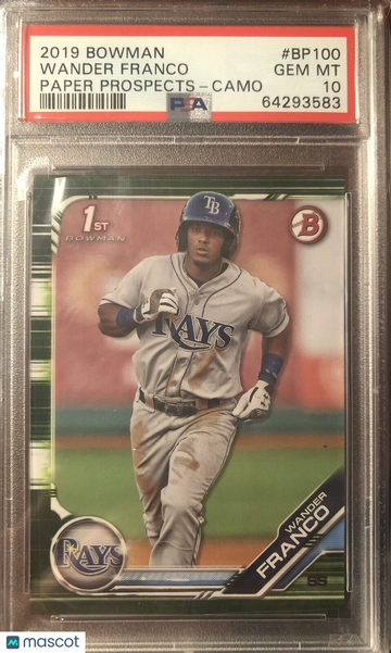 Wander Franco 2019 Bowman Prospects Camo Parallel #BP100 PSA 10 GEM MINT TB Rays
