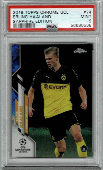 2019 TOPPS CHROME UCL ERLING HAALAND SAPPHIRE PSA 9 RC