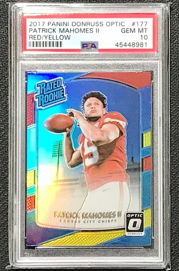 Patrick Mahomes II 2017 Panini Donruss Optic Red/Yellow #177 PSA 10 (45448981)