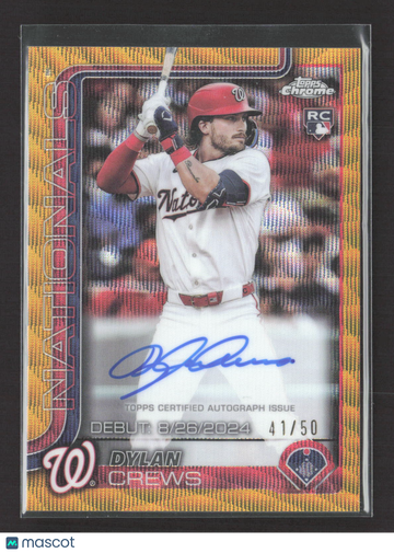 2024 Topps Chrome Update MLB Debut Dylan Crews #CRDA-DC Orange RayWave RC