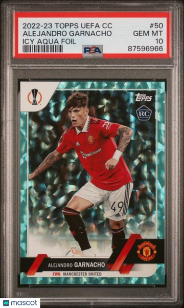 2022 Topps UEFA Club Competitions Alejandro Garnacho #50 Icy Aqua Foil PSA 10