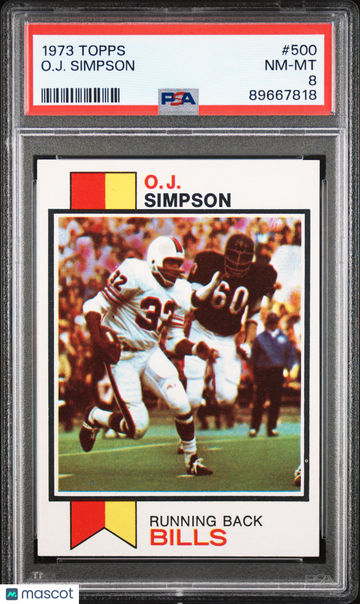 1973 Topps O. J. Simpson #500 PSA 8