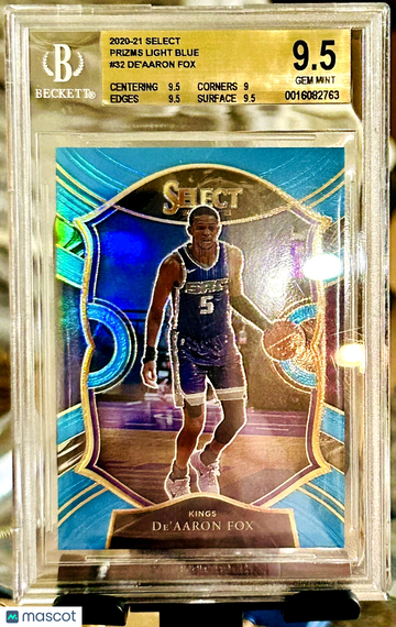 2020-21 Panini Select De'Aaron Fox #32 Light Blue Prizm Parallel/Variety Rookie BGS 9.5 Panini Authentic