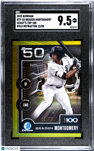 2025 Bowman Braden Montgomery #BTP-50 Scout's Top 100 Gold Refractor SGC 9.5