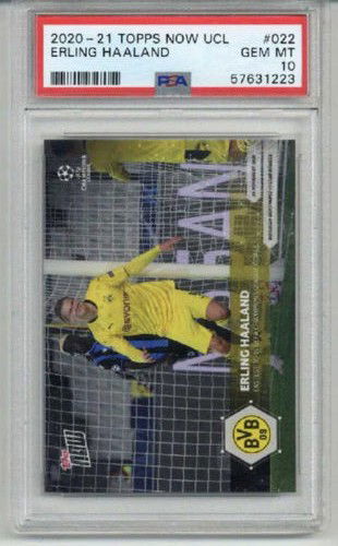 2020-21 TOPPS NOW FASTEST TO 15 UCL GOALS #022 ERLING HAALAND PSA 10 LOW POP