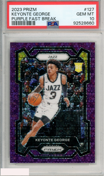 2023 PANINI PRIZM KEYONTE GEORGE #127 PURPLE FAST BREAK PSA 10 GEM MT RC
