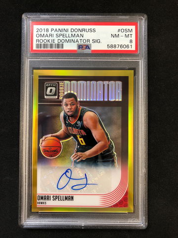 2018 Panini Donruss Optic - Omari Spellman - Rookie Auto Gold Prizm PSA 8
