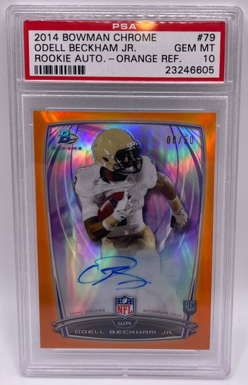 2014 Bowman Chrome Odell Beckham Jr Orange Refractor Autograph PSA10