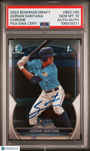 2023 Bowman Draft Adrian Santana #BDC130 Chrome PSA 10 Auto A