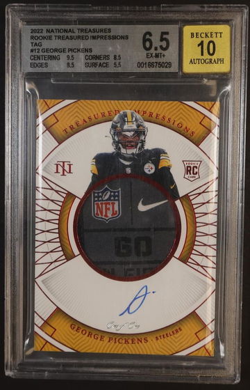 2022 Panini National Treasures 12 George Pickens Rookie Treasured Impressions Rookie Beckett 6.5 VG Steelers Auto