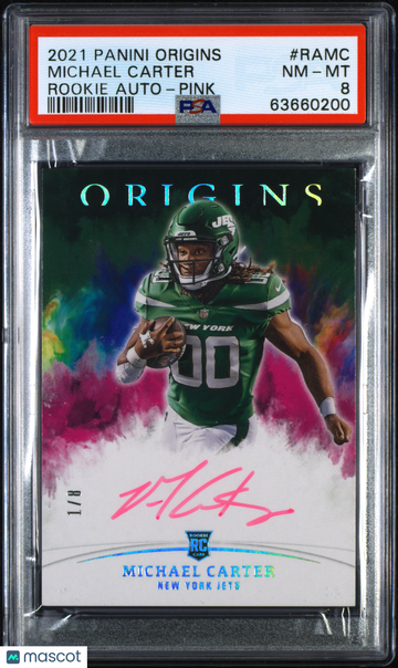 2021 Origins Rookie Autographs Michael Carter Pink #1/8 - PSA 8
