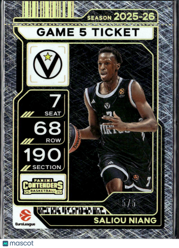 Saliou Niang 2026 Panini Contenders Basketball Game Ticket /5 Virtus Bologna