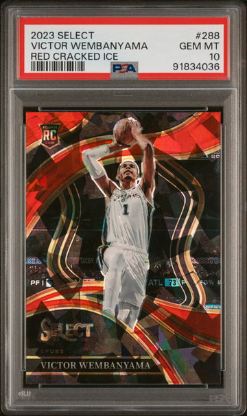2023-24 Panini Select Victor Wembanyama Courtside Red Cracked Ice #288 RC PSA 10