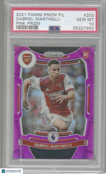 2021 Panini Prizm Premier League Gabriel Martinelli #203 Pink PSA 10