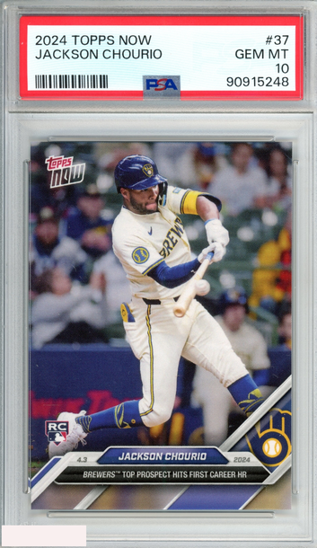 2024 TOPPS NOW JACKSON CHOURIO #37 ROOKIE RC MILWAUKEE BREWERS PSA 10 GEM MT