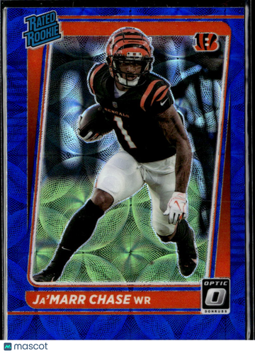 Ja'Marr Chase 2021 Panini Donruss Optic Prizm Blue Velocity Cincinnati Bengals