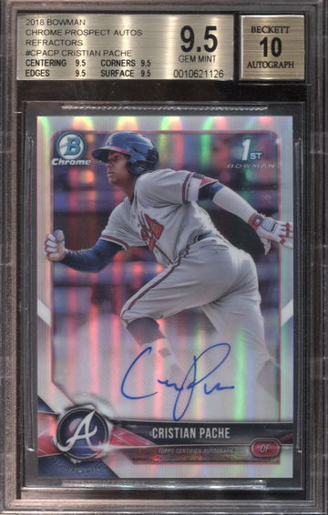 CHRISTIAN PACHE BGS 9.5 2018 BOWMAN CHROME REFRACTOR AUTO AUTOGRAPH /499