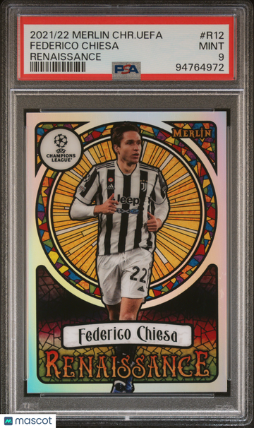 2021-2022 Topps Merlin Chrome UEFA League Renaissance Federico Chiesa #R12 PSA 9