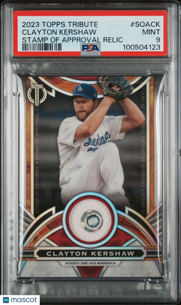 2023 Topps Tribute Stamp Of Approval Relic Clayton Kershaw #SOACK PSA 9