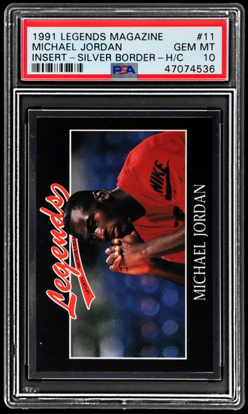 1991 Legends Magazine Michael Jordan Insert Silver Border Hand Cut PSA 10