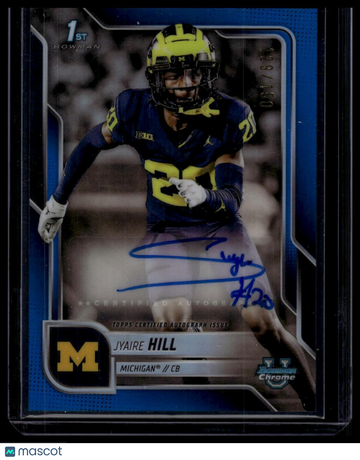 2025 Bowman University Chrome Jyaire Hill #BCA-JHI Prospect Autographs Blue Refractor SN AU