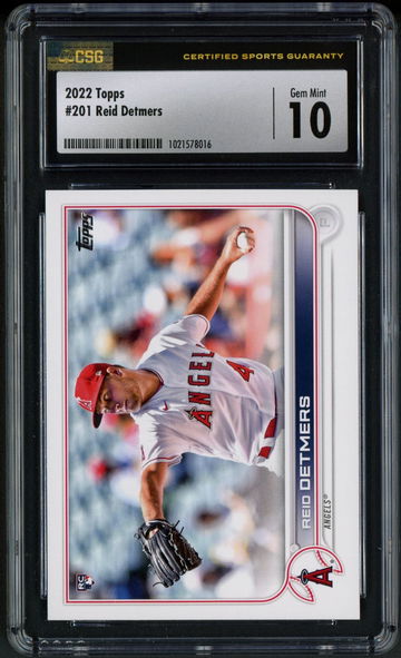 2022 Topps Series 1 Reid Detmers RC #201 CSG 10 Gem Mint - Los Angeles Angels