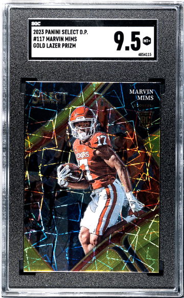 2023 Panini Select Draft Picks #117 Marvin Mims Gold Lazer Prizm SGC 9.5