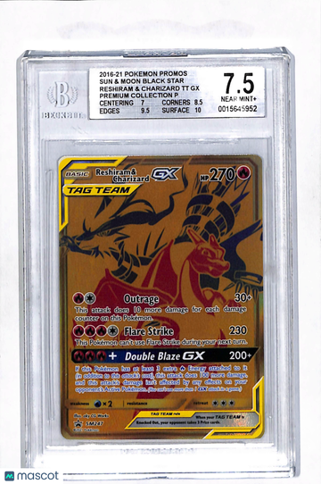 2016 Pokemon Sun and Moon Black Star Promos Reshiram & Charizard Tag Team GX #SM247 /(Reshiram BGS 7.5
