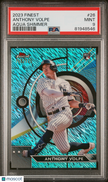 2023 Topps Finest Anthony Volpe #26 Aqua Shimmer /175 PSA 9