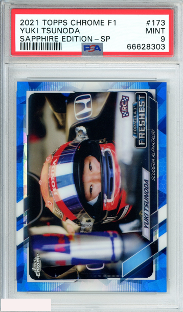 2021 TOPPS CHROME F1 YUKI TSUNODA #173 SAPPHIRE EDITION-SP RC PSA 9 MINT