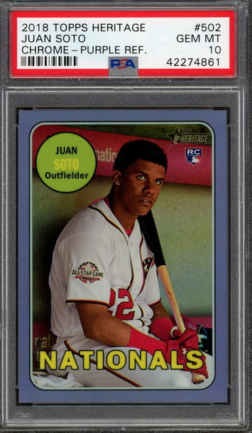 2018 Topps Heritage Juan Soto Purple Refractor
