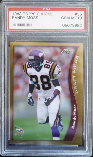 PSA 10 - 1998 TOPPS CHROME RANDY MOSS #35 HOF