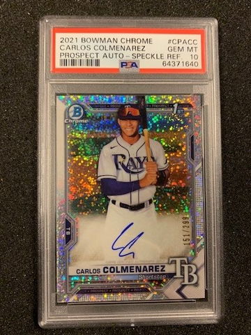 2021 Bowman Chrome Speckle Refractor Carlos Colmenarez  AUTO /299 PSA 10
