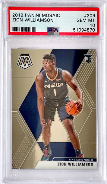 Zion Williamson RC 2019-20 Panini Mosaic #209 Pelicans Rookie PSA 10 GEM MINT