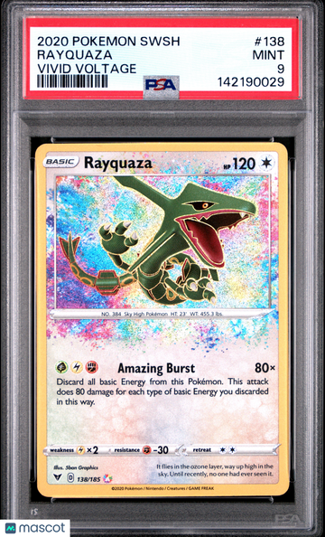 2020 Pokemon Sword & Shield Vivid Voltage Rayquaza Vivid Voltage PSA 9 #138