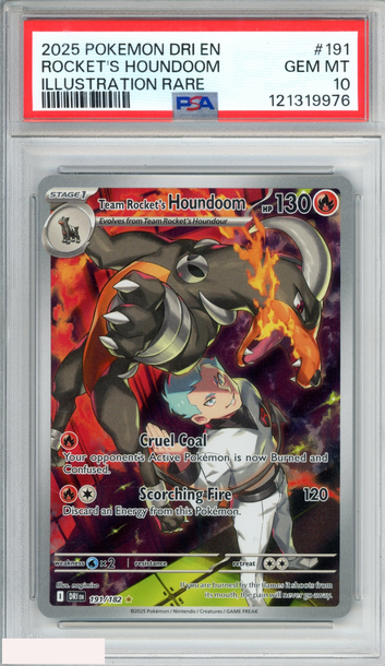 2025 POKEMON DESTINED RIVALS ROCKETS HOUNDOOM #191 ILLUSTRATION RARE PSA 10