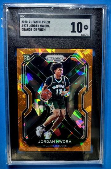 2020-21 Prizm Basketball Jordan Nwora Oranged Cracked Ice #273 SGC GEM MINT 10