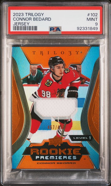 2023 Upper Deck Trilogy Jersey Connor Bedard #102 /499 PSA 9